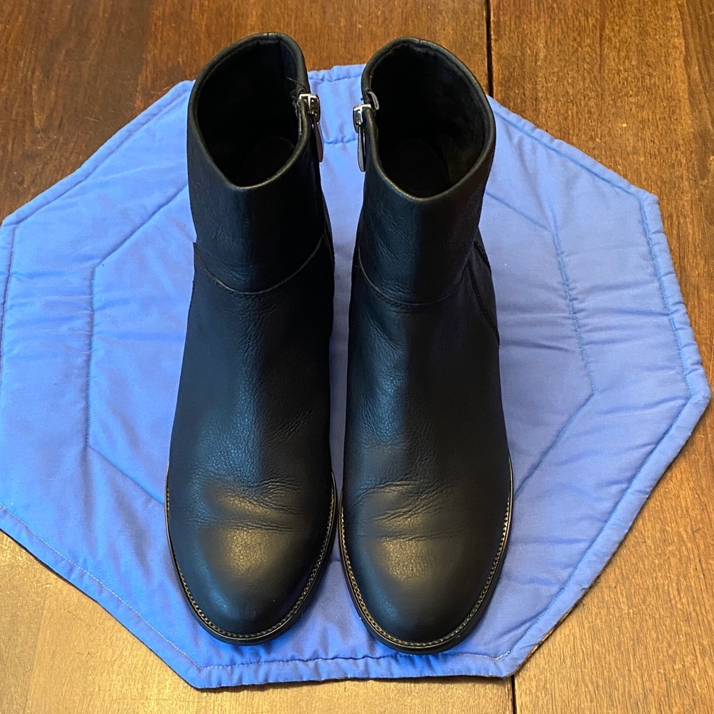 Franco Sarto Black Leather Ankle Boots with Side Zip
